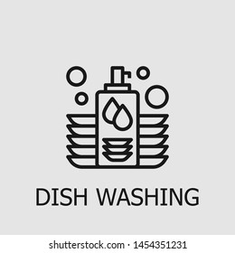 Outline dish washing vector icon. Dish washing illustration for web, mobile apps, design. Dish washing vector symbol.