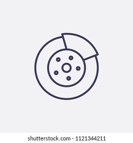 Outline disk brake icon illustration,vector auto sign symbol
