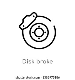 outline disk brake vector icon. isolated black simple line element illustration from general-1 concept. editable vector stroke disk brake icon on white background
