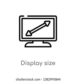 outline display size vector icon. isolated black simple line element illustration from user interface concept. editable vector stroke display size icon on white background