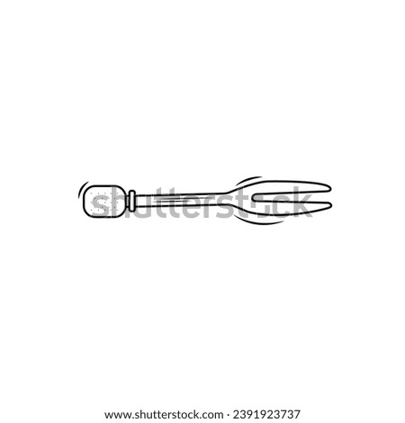 Outline Disposable Plastic Fruit Cocktail Fork Mini Fork Picker White Background Vector Illustration