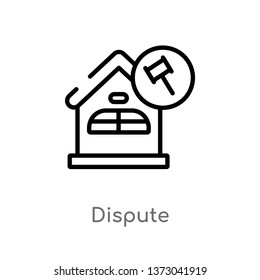 outline dispute vector icon. isolated black simple line element illustration from buildings concept. editable vector stroke dispute icon on white background
