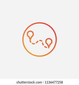 Outline distance icon,gradient illustration,vector location sign symbol