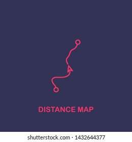 Outline distance map icon.distance map vector illustration. Symbol for web and mobile
