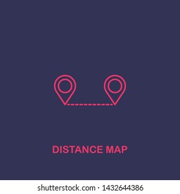 Outline distance map icon.distance map vector illustration. Symbol for web and mobile