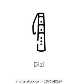 outline dizi vector icon. isolated black simple line element illustration from asian concept. editable vector stroke dizi icon on white background