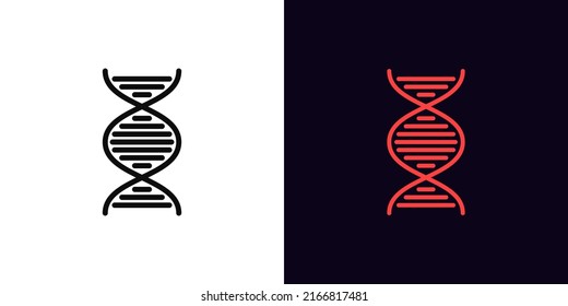 Outline DNA Icon, With Editable Stroke. Linear DNA Helix, Gene Pictogram. DNA Spiral And Structure, Hereditary Gene, Genetic Mutation, Healthy Genome, Genetic Engineering. Vector Icon For Animation