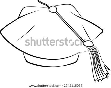 Outline of a doctoral Tam top view vector illustration. 