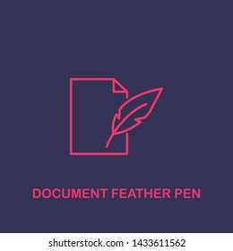 Outline document feather pen icon.document feather pen vector illustration. Symbol for web and mobile