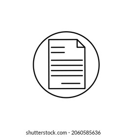 Outline document icon in circle isolated on white background.thin line document icon