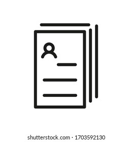 Outline Document Icon Isolated on White Background. Line File Symbol for Web Site Design, Logo, App, UI.
