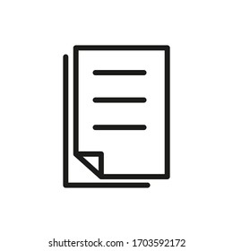 Outline Document Icon Isolated on White Background. Line File Symbol for Web Site Design, Logo, App, UI.