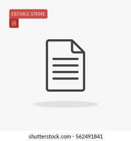 Outline Document Icon isolated on grey background. Line File symbol for web site design, logo, app, UI. Editable stroke. Vector illustration, EPS10.