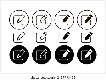 Outline document with pencil icon isolated. School symbol. Business icon. Checklist document. Sketch vector stock illustration