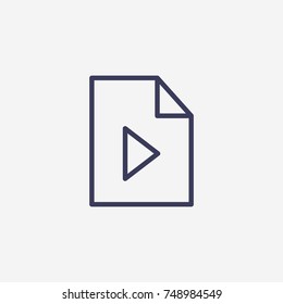 Outline document play icon illustration vector symbol
