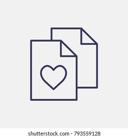 Outline document valentines day  icon illustration isolated vector sign symbol