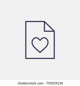 Outline document valentines day  icon illustration isolated vector sign symbol