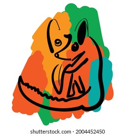 Outline dog in cubism style. Vector 10 eps.