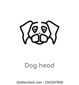 outline dog head vector icon. isolated black simple line element illustration from animals concept. editable vector stroke dog head icon on white background