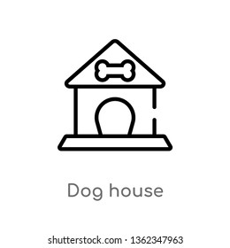 outline dog house vector icon. isolated black simple line element illustration from animals concept. editable vector stroke dog house icon on white background
