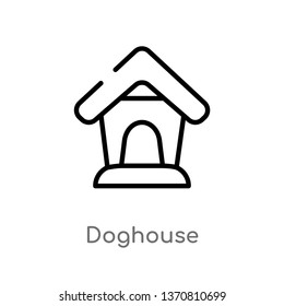 outline doghouse vector icon. isolated black simple line element illustration from animals concept. editable vector stroke doghouse icon on white background