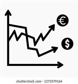 Outline dollar and euro volatility pixel perfect vector icon