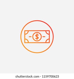 Outline dollar icon,gradient illustration,vector money sign symbol