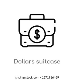 outline dollars suitcase for business vector icon. isolated black simple line element illustration from business concept. editable vector stroke dollars suitcase for business icon on white