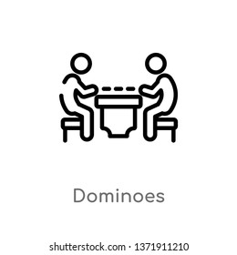 outline dominoes vector icon. isolated black simple line element illustration from activity and hobbies concept. editable vector stroke dominoes icon on white background