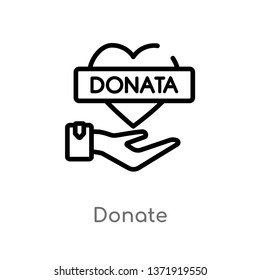 outline donate vector icon. isolated black simple line element illustration from charity concept. editable vector stroke donate icon on white background