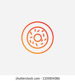 Outline donut icon,gradient illustration,vector cake sign symbol