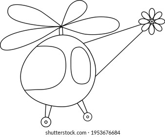 the outline of the doodle of the children's helicopter