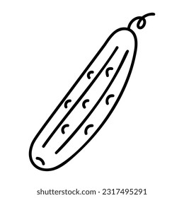 Outline Doodle Cucumber. Hand Drawn Illustration