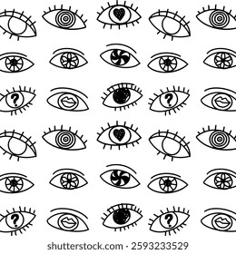 Outline doodle  eyes pattern. Simple doodle. Hand drawn sketch.