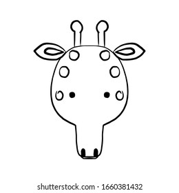 Outline doodle giraffe face, great design for any purposes. Tropical pattern. Silhouette symbol. Beautiful fashion art. Outline style character design. Fashion style. Vector isolated illustration.