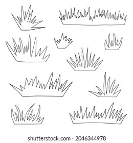 Outline doodle grass, simple hand drawn vector illustration for making border, banner, herbal eco-friendly concept, greenery, foliage content