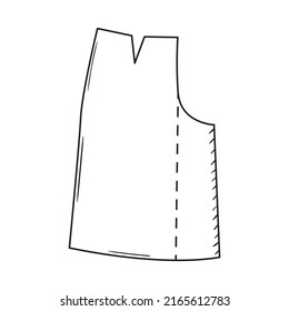 Ilustración del doodle de contorno del patrón de coser. Esbozo dibujado a mano. Icono vectorial de elemento Studio y atelier aislado en fondo blanco
