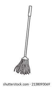 Outline doodle mop icon. Hand drawn tool for floor cleaning. Vector illustration of house work element