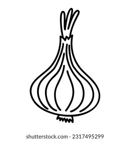 Outline Doodle Onion. Hand Drawn Illustration