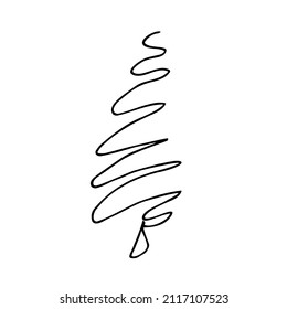 Conjunto dibujado a mano del árbol del fir del vector del doodle de contorno. Árboles de estilo sencillo.