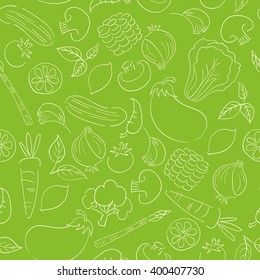 outline doodle vegetables seamless pattern