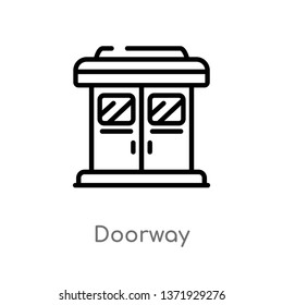outline doorway vector icon. isolated black simple line element illustration from cinema concept. editable vector stroke doorway icon on white background