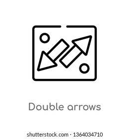 outline double arrows vector icon. isolated black simple line element illustration from user interface concept. editable vector stroke double arrows icon on white background
