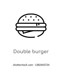 outline double burger vector icon. isolated black simple line element illustration from food concept. editable vector stroke double burger icon on white background
