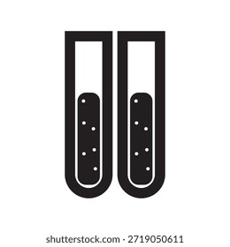 Outline Double Test Tubes Icon. Chemical, Scientific, and Medical Laboratory Symbol.