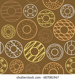 Outline Doughnut Seamless Pattern For Using As Wallpaper Or Wrapping Paper