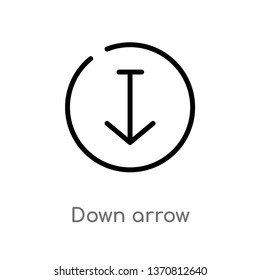 outline down arrow vector icon. isolated black simple line element illustration from arrows 2 concept. editable vector stroke down arrow icon on white background