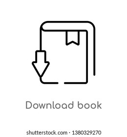 outline download book vector icon. isolated black simple line element illustration from education concept. editable vector stroke download book icon on white background