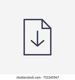 Outline download document icon illustration vector symbol