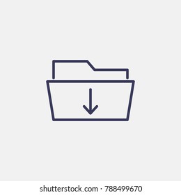 Outline download folder icon illustration isolated vector sign symbol